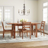 Union Rustic Kanwal Butterfly Leaf Sheesham Solid Wood Dining Set