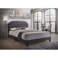 Lark Manor Cadre de grand lit Scribner en tissu gris pour chambre à coucher, salon, bureau, hôtel