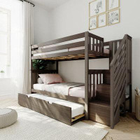 Max & Lily Kids Twin Over Twin Bunk Bed with Trundle