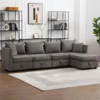 Latitude Run® Versatile 5-seat Modular Sectional Sofa In Grey: Convertible Sleeper Couch With Storage For Living Room