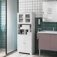 Latitude Run® Armoire de salle de bain de 58 po avec portes et tablettes, armoire de rangement avec huche pour cuisine 5