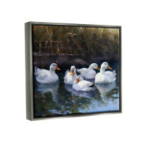 August Grove August Grove® Five Ducks In Pond Framed Floater Canvas Wall Art Design By Ziwei Li