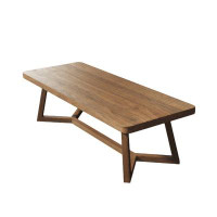 Latitude Run® Retro simple household large board table rectangular solid wood dining table