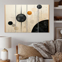 George Oliver Beige Black Mid Century Minimalist Oasis - Abstract Collages Canvas Wall Art - 4 Panels