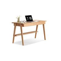 Corrigan Studio 55.12" burlywood Rectangular Solid Wood Desk,2-drawer