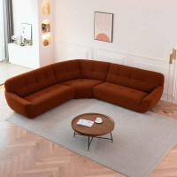 Latitude Run® 113"Large Lamb Fabric Sofa, Modern Corner Sectional Sofa with Tufted Seat Upholstered