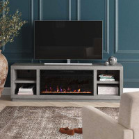 Wade Logan Barkad TV Stand for TVs up to 80" with Electric Fireplace Included
