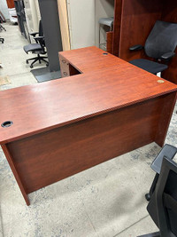 L-Shape Cognac Desk with Drawers in Excellent Condition-Call us now!