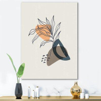 East Urban Home Vintage Plant With Minimalist Shapes I - Wrapped Canvas Print