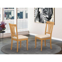 Latitude Run® Latitude Run® AVC-OAK-C Avon Kitchen Dining Chairs - Linen Fabric Upholstered Solid Wood Chairs, Set Of 2,