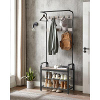 17 Stories Hall Tree with Shoe Bench for Entryway,  4-in-1, with 9 Removable Hooks, a Hanging Rod_71.1" H x 28.3" W x 13