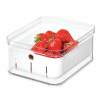 iDesign Crisp Stackable Refrigerator and Pantry Berry Food Storage Container