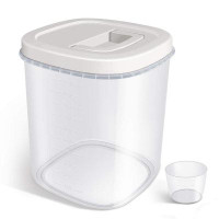 Prep & Savour Bulk Food Storage Bin Airtight Container For Rice Flour Storage, Kitchen Pantry Organization,White & Clear