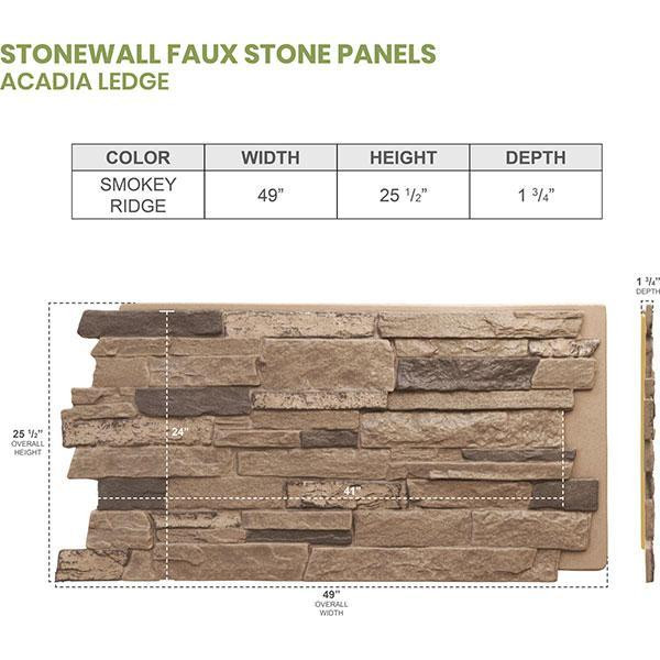 Acadia Ledge Stacked Stone Stonewall-Faux Stone Siding Panel 49W X 24 1/2H X 1 1/4D in 34 Colors in Other - Image 2