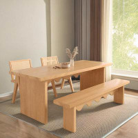 Wildon Home® Modern Simple Dining Table Solid Wood Home Rectangular Dining Table And Chair Combination Living Room Log L