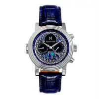 Heritor Automatic Legacy Leather-Band Watch Silver/Blue - HERHR970