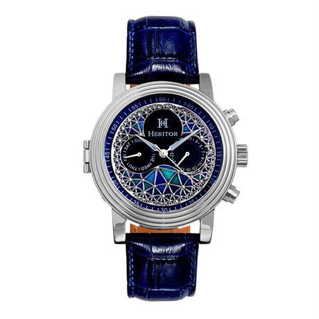 Heritor Automatic Legacy Leather-Band Watch Silver/Blue - HERHR970 in Jewellery & Watches in Ontario