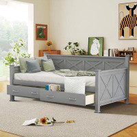 Gracie Oaks Multi functional Daybed with two Large Drawers and Robust slat frame, suitable for living room