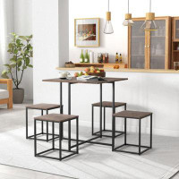 17 Stories 5 Piece Dining Table Set With 4 Stools