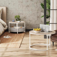 Ebern Designs Ebern Designs Coffee Table Set Of 2,round Nesting Table For Living Room,small Circle Table With Storage Fo