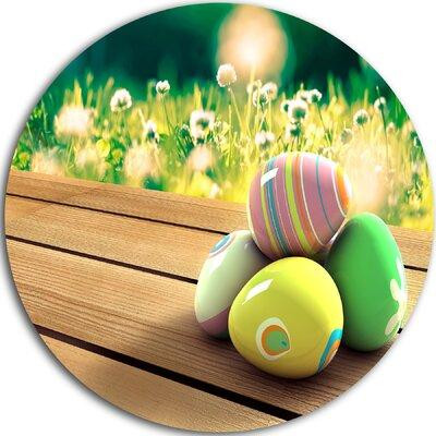 Design Art 'Yellow Green Easter Eggs' Photographic Print on Metal in Home Décor & Accents