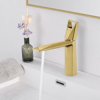 Single Handle Bathroom Sink Faucet Single Hole - Brushed Gold ( Solid Brass )