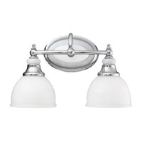 Kichler Lighting 5368CH Pocelona 2 Light Wall Mount Bath Strip, Chrome with White Porcelain Details and Cased Opal Glass