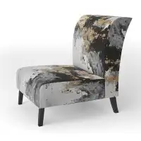 Ivy Bronx Organic Bliss Minimal Abstract Gold And Black II - Upholstered Modern Accent Chair
