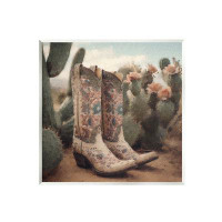 Stupell Industries Stupell Industries Cowboy Boots & Cactus Wall Plaque Art Design By LSR Design Studio