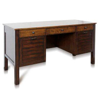 StyleCraft Home Masters - Solid Mahogany With Panel MDF & Figure Mango Veneer Louvred Desk - King Arthur Antique Brown F