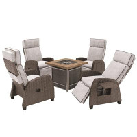 Grand Patio 5 Pieces Wicker Reclining Chair Sets