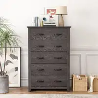 Millwood Pines Tall Storage Dresser With 5 Pull-Out Drawers For Bedroom Living Room