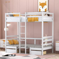 Harriet Bee Goutham Twin 2 Drawer Solid Wood Loft Bed and Mattress by Harriet Bee