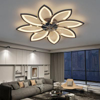 Ivy Bronx 35Inches Ceiling Fan With Lights Remote Control Dimmable LED, 6 Gear Wind Speed Fan Light
