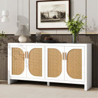 Bay Isle Home™ Modern TV Stand for 65-inch TV with Rattan Doors