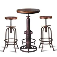 Williston Forge 3-Piece Bar Height Table & Stools Sets For Cocktail Bistro Home Pub Party, (1×38.6"-48.4" Table, 2×26"-3