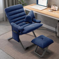 Hokku Designs Fabric Leisure Office Chairs Simple Home Computer Chair Lazy Dormitory Folding Sofa Modern Backrest Game C