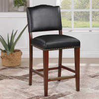 Lark Manor Armandina Stationary Faux Leather Counter Stool with Nail Heads