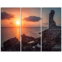 Made in Canada - Design Art African Ancient Ruins at Seashore - 3 Piece Photographic Print on Wrapped Canvas Set