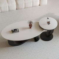 Orren Ellis Minimalist wind rock panel coffee table combination oval Nordic simple home coffee table