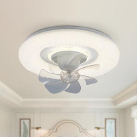 Wrought Studio 20-In Low Profile Ceiling Fan With Lights, 360°Oscillating Flush Mount Ceiling Fan With APP Control