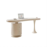 Orren Ellis Cream-Style Desk, Piano Lacquer Tabletop