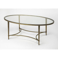 HomeRoots Golden Oval Coffee Table