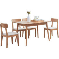 Toeasliving Dining table wood table 1.2-1.6m, for 6-8 people (light colour)