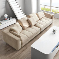 ULTORU 110.13" Creamy White Cloth Modular Sofa cushion couch