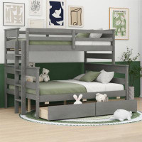 Harriet Bee Wood Twin Over Full Bunk Bed With 2 Drawers,