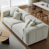 Fortuna Femme 106.30" Ivory White Velvet Modular Sofa cushion couch