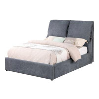 CDecor Home Furnishings Brewster Charcoal Grey Pillow Headboard Platform Bed