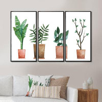 Red Barrel Studio Duo Of Potted Flowers House Plants - 3 Piece Painting on Canvas