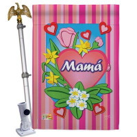 Breeze Decor Mamá - Impressions Decorative Aluminum Pole & Bracket House Flag Set HS115078S-BO-02